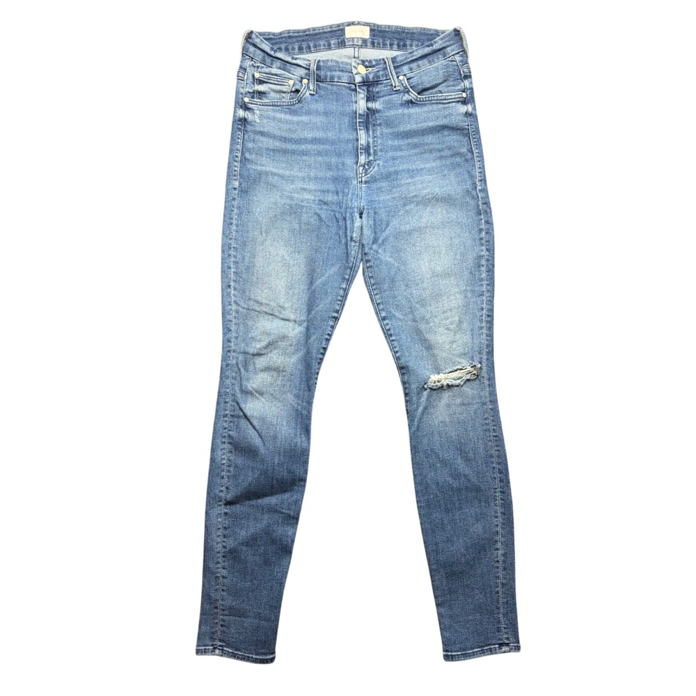 Mother High Waisted Looker Jeans Womens 29 Blue Denim Skinny Repaired Distressed